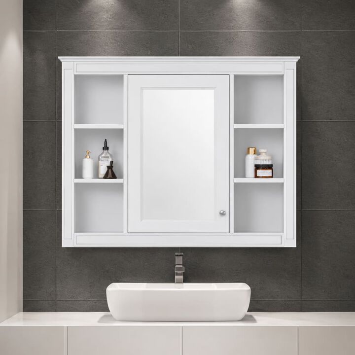 ELEMENT ACE 35 Inch Wall Mounted Medicine Cabinet with Mirror, Modern Bathroom Storage Cabinet with Adjustable Shelves, Towel Rod and Ample Storage Space