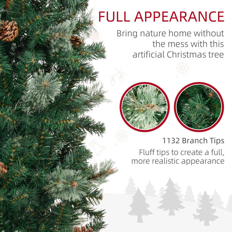 BreeBe 9.5FT Slim Xmas Tree with Pine Cones and Metal Base image number 6