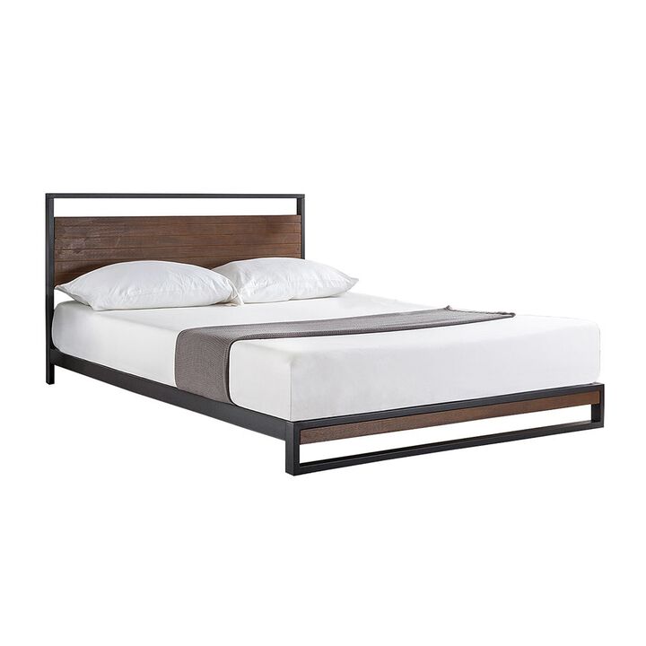 QuikFurn Twin size Metal Wood Platform Bed Frame with Headboard