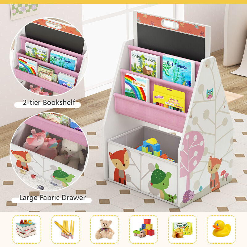 3-in-1 Kids Easel and Play Station Convertible with Chair and Storage Bins