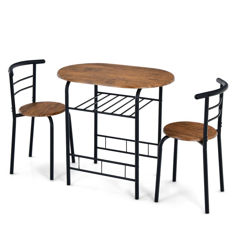 3 Pieces Home Kitchen Bistro Pub Dining Table 2 Chairs Set