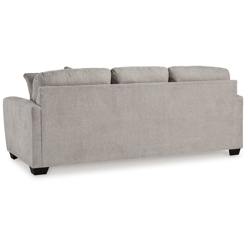 Delaney Sofa, Gray Polyester, 5 Accent Throw Pillows, Black, 97 Inch - Benzara