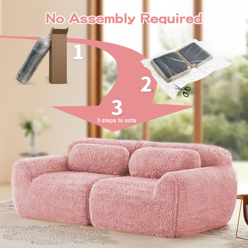 Monimp Soft Fluffy Plush Fabric Loveseats image number 4