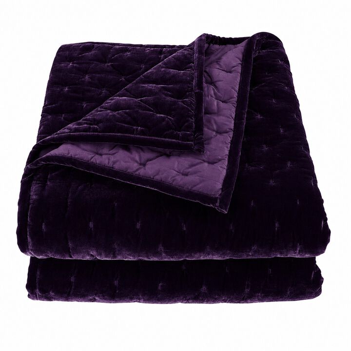 Stella Pintuck Violet Twin Quilt Set