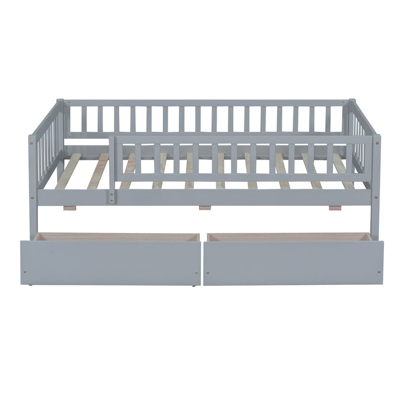Whisen Twin Size Daybed Wood Bed with Two Drawers image number 5