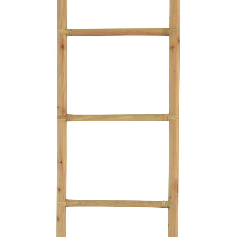 Kinu Decorative Ladder Rack with Arch Top, Natural Brown Wood, 72 Inch image number 5