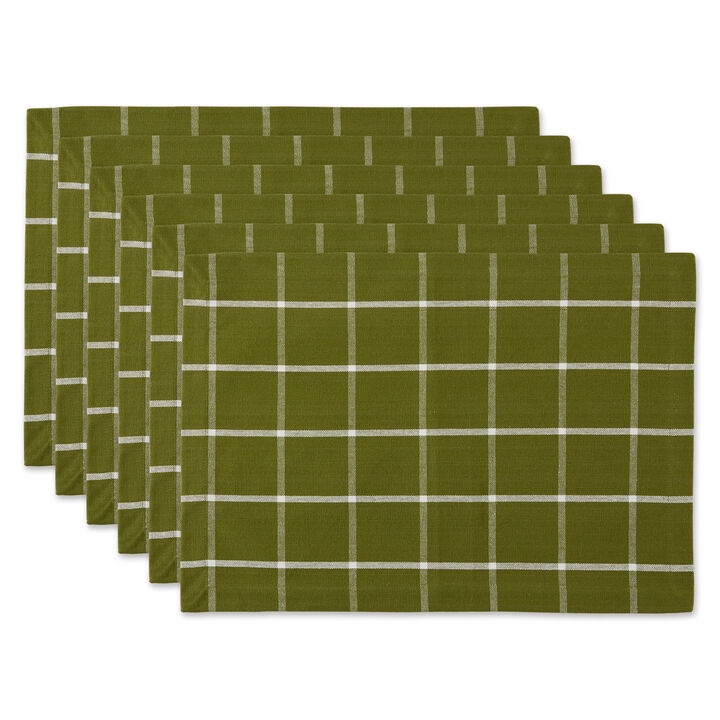 Set of 6 13" x 19" Green and White Ventana Green Check Placemat