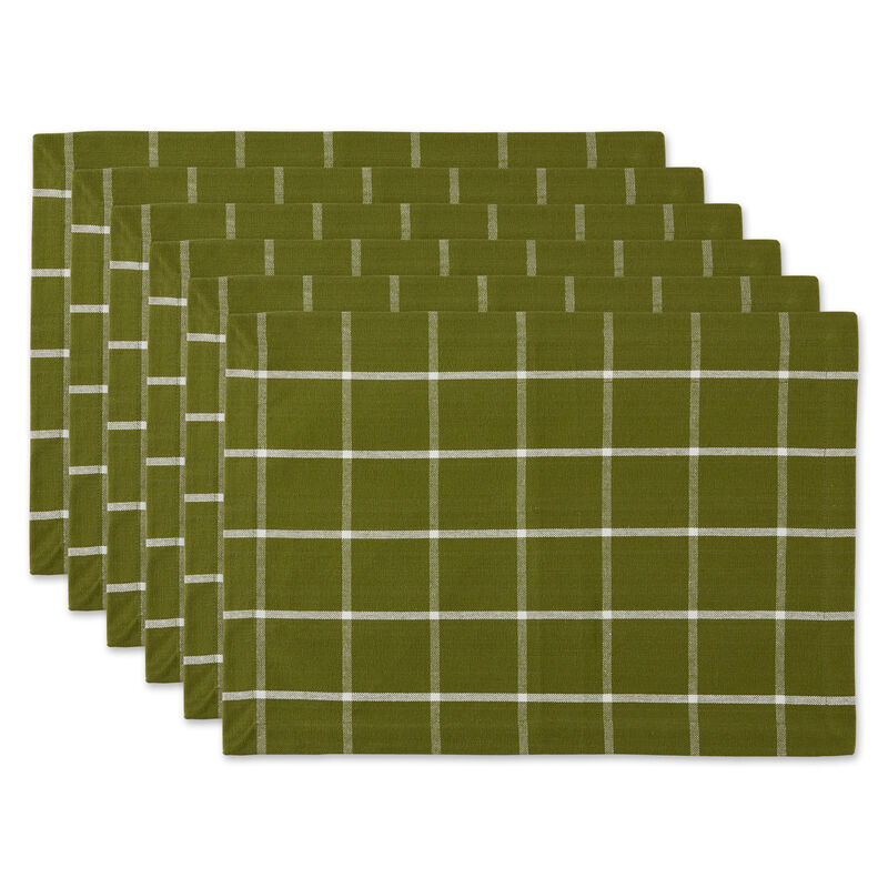 Set of 6 13" x 19" Green and White Ventana Green Check Placemat