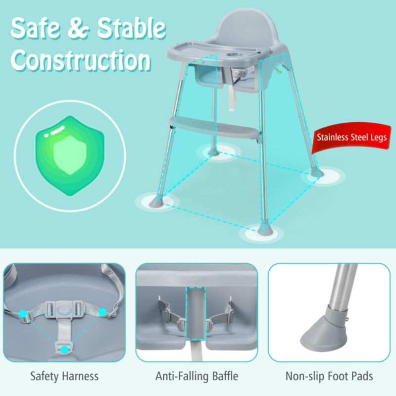 Hivvago 4-in-1 Convertible Baby High Chair with Removable Double Tray