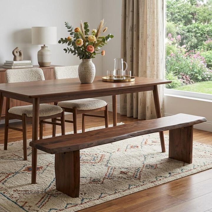 HomeRoots 60" Brown Solid Wood Solid Wood Live Edge Dining Bench