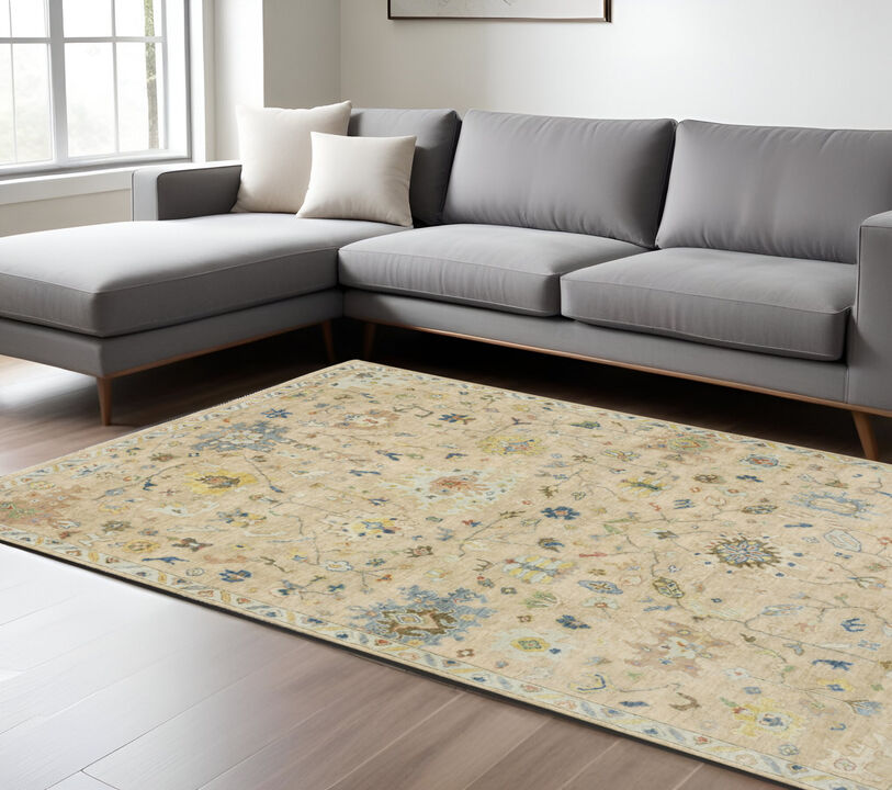 HomeRoots Wool Oriental Hand Knotted Runner Rug With Fringe