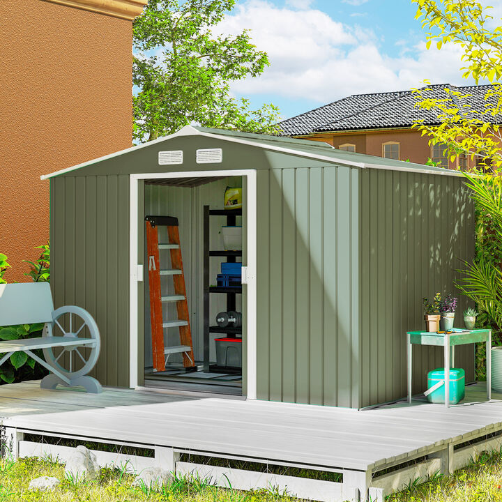 Hivvago 9' x 6' Garden Storage Shed with Double Locking Doors