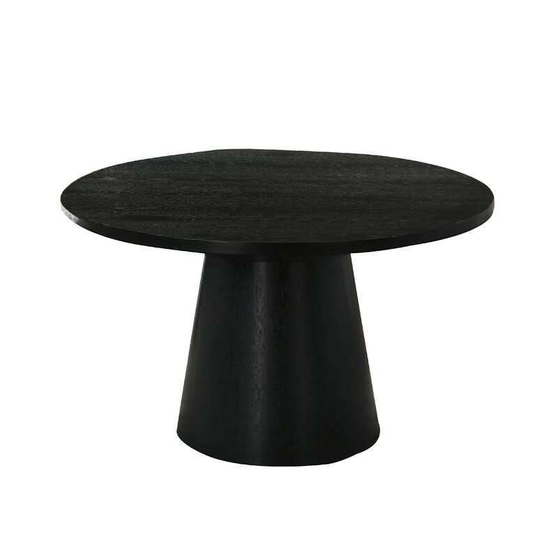 Kily Coffee Table, Cone Pedestal Base, 29 Inch Round Top in Black image number 0