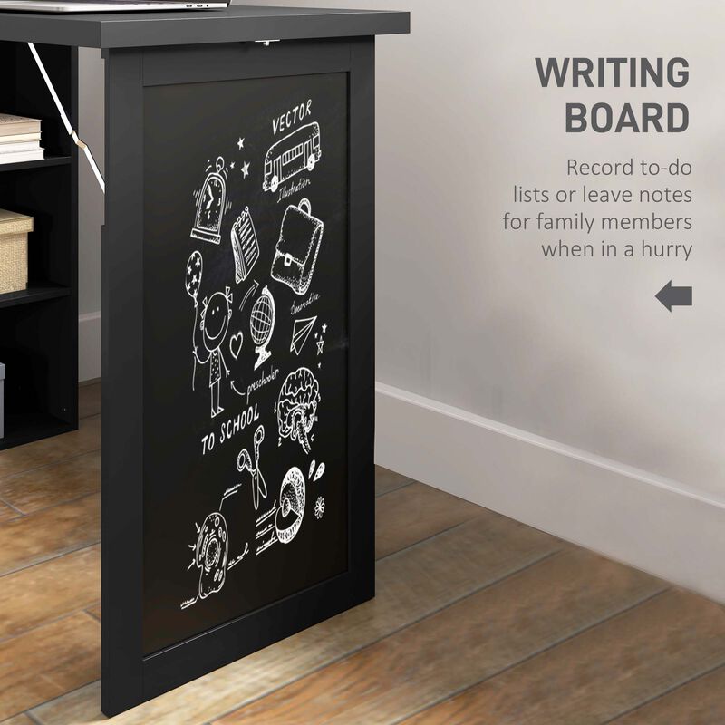 Hivvago Fold-Out Computer Desk with Blackboard and Side Shelf image number 5
