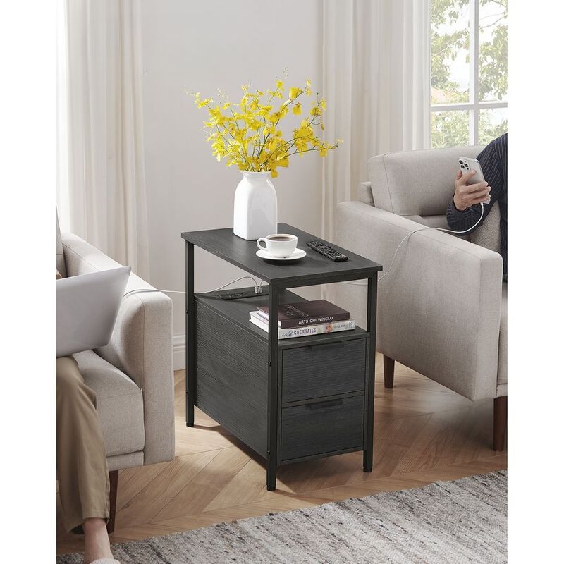 Side Table with Charging Station for Convenient Power Access and Modern Design