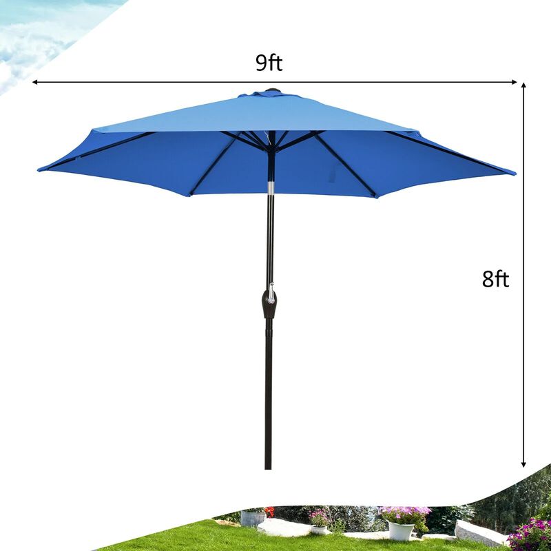 Mondawe 9 FT Outdoor Market Patio Table Umbrella Push Button Tilt Crank Lift