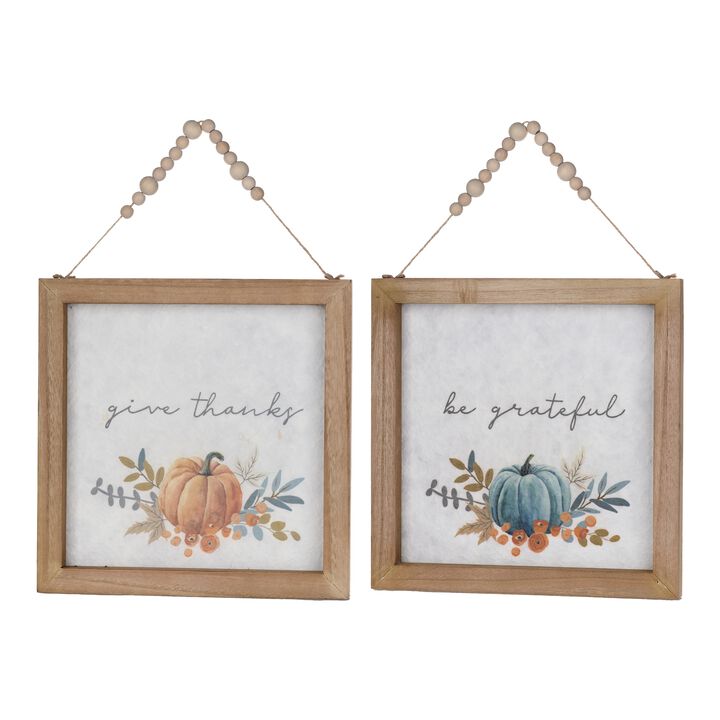 Set of 2 Pumpkin Frames &ndash; MDF and Paper Wall Art for Fall, Autumn, and Cozy Home Decor