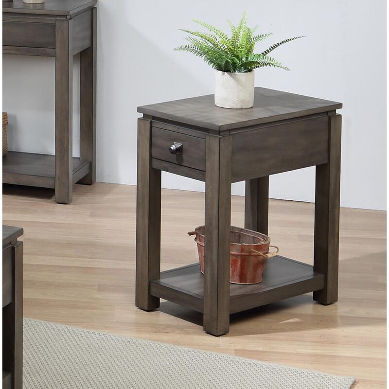 Sunset Trading Shades of Gray Narrow End Table with Drawer and Shelf image number 1