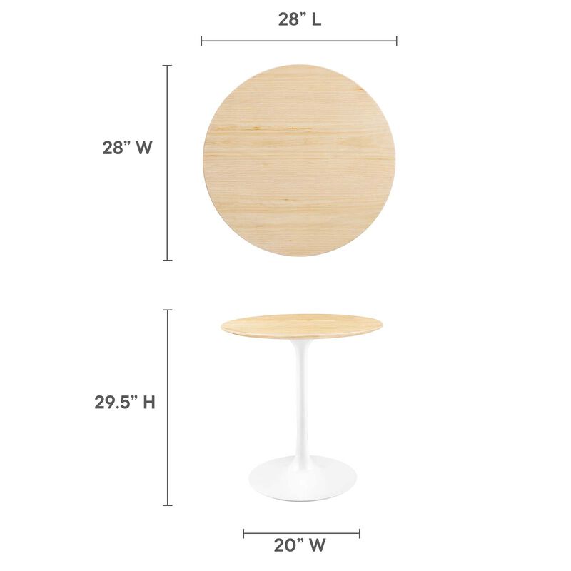 Modway - Lippa 28" Round Wood Grain Dining Table White Natural image number 6