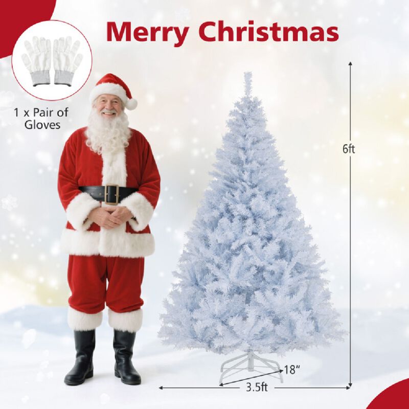 Pre-Lit Hinged Xmas Tree, Artificial Christmas Tree with 11 Light Modes image number 2
