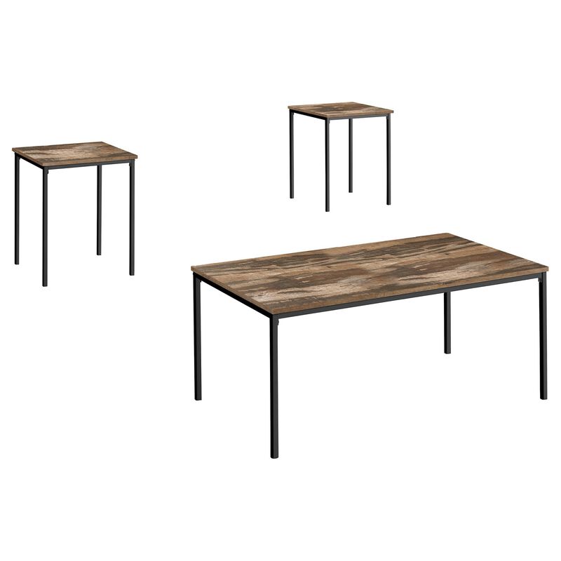 Monarch Specialties - Table Set, 3pcs Set, Coffee, End, Black Metal, Contemporary, Modern