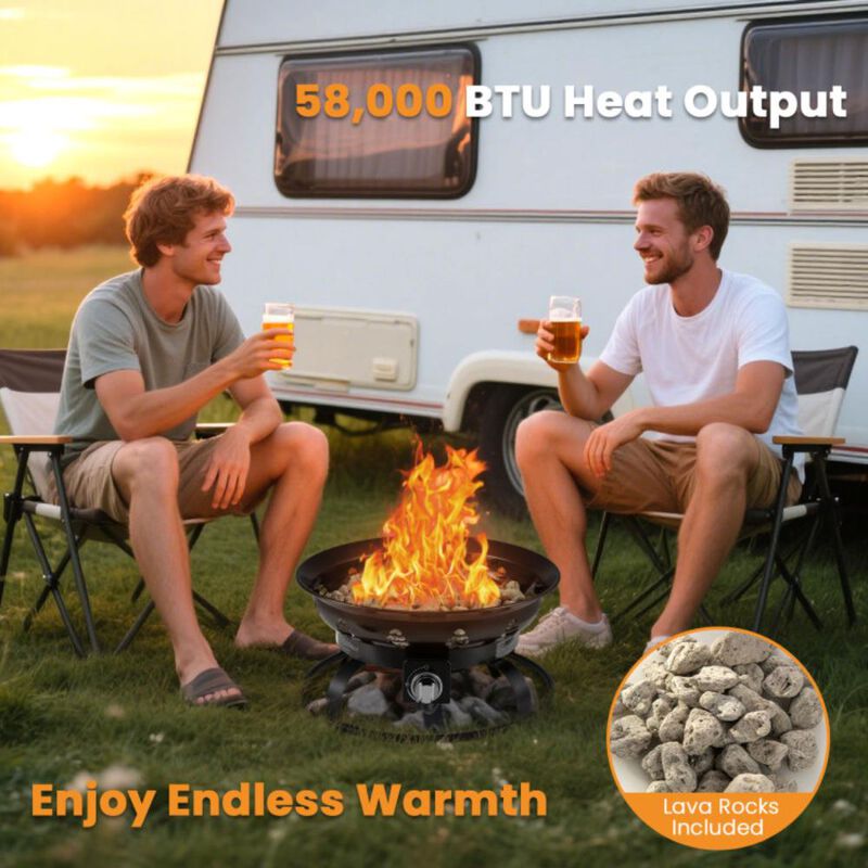 Hivvago 21 Inch Diameter Propane Gas Fire Pit Patio Portable Fire Bowl