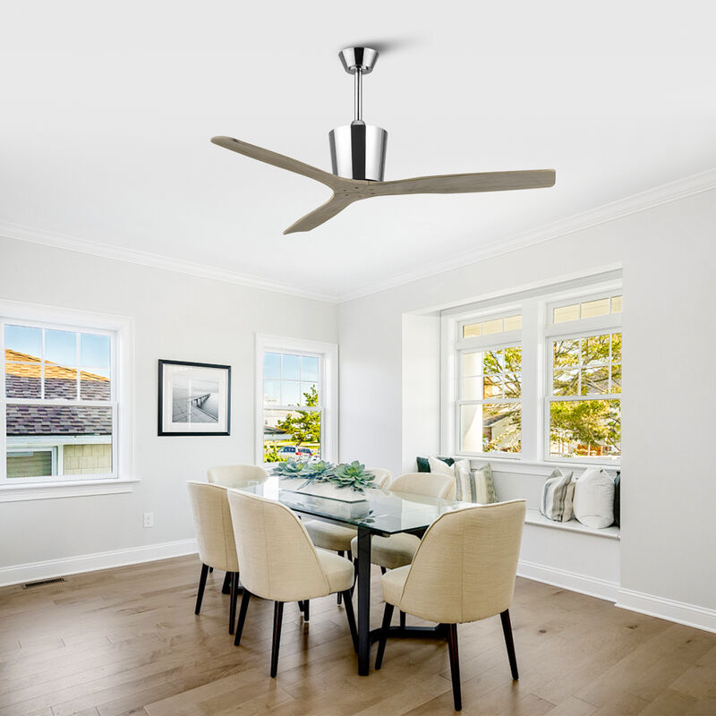 54 in. Brushed Nickel Solid Wood Blades 6-Speed Ceiling Fan with Remote without Light