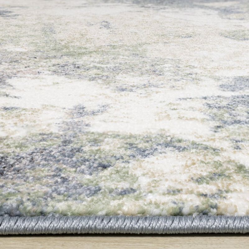 Novelle Home Davi Blue Green Cream Distressed Abstract Area Rug, 2'8 x 7'7 image number 6