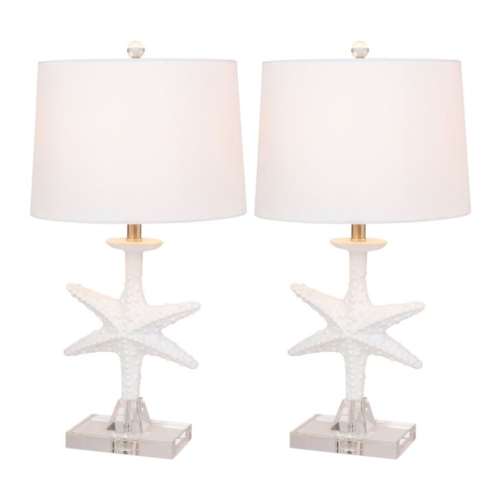 Lux Lighting Patrick 28 White Starfish / Crystal Base, (Set of 2)