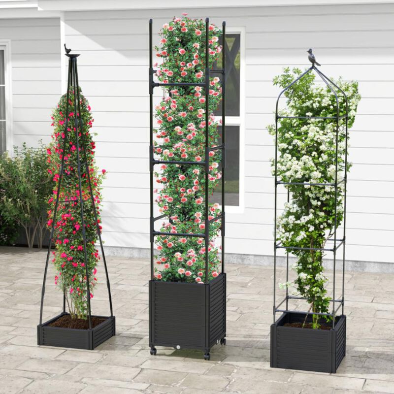 Hivvago Garden Obelisk Trellis with Self-Drainage System for Climbing Plants