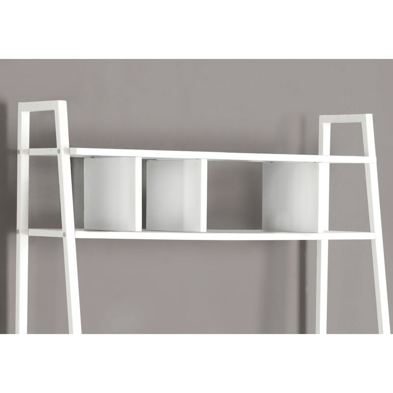 Monarch Specialties I 7163 Computer Desk, Home Office, Laptop, Leaning, Storage Shelves, Work, Metal, Laminate, White, Contemporary, Modern