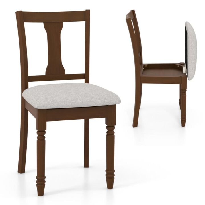 Hivvago Kitchen Dining Chair with Linen Fabric and Storage Space