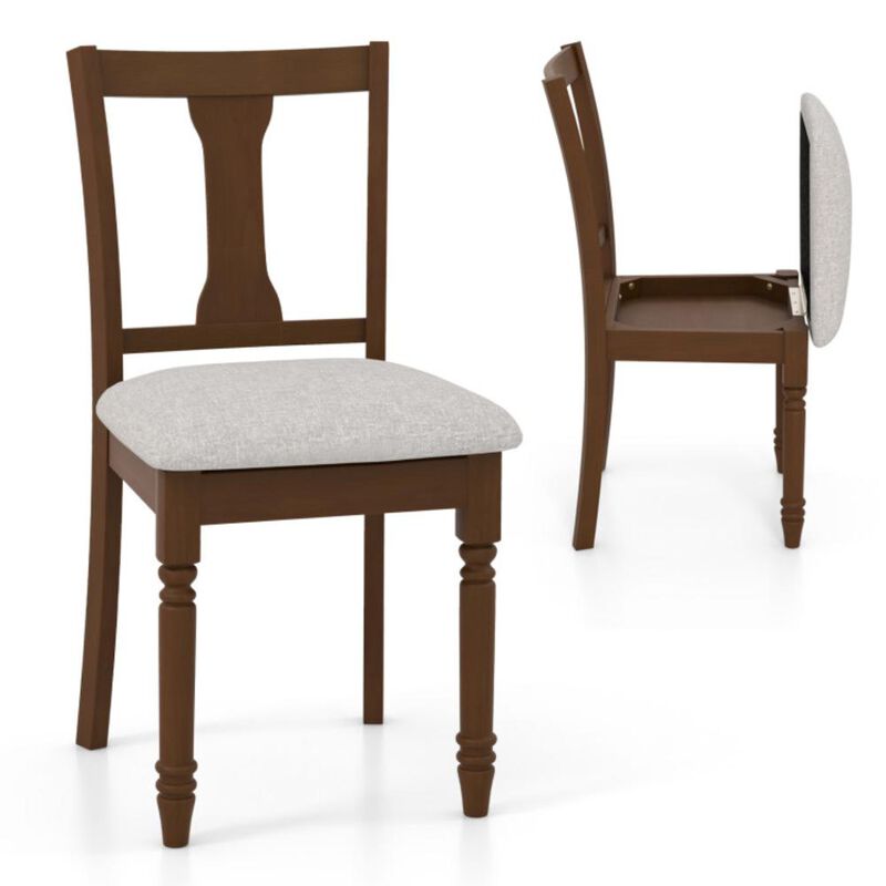 Hivvago Kitchen Dining Chair with Linen Fabric and Storage Space