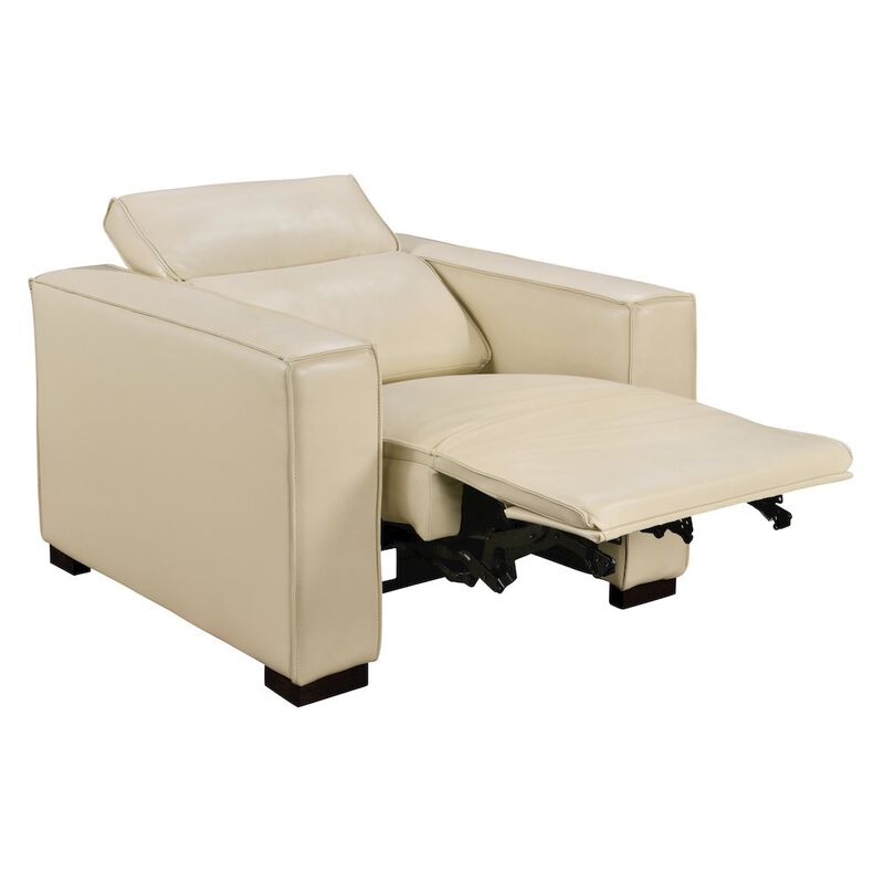 Riseholme Reclining Lounge Chair in Beige Full-Leather