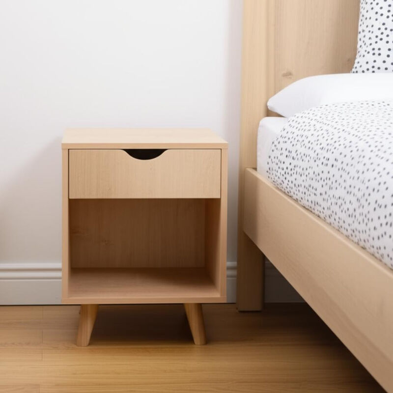 Bedroom Nightstand with Single Drawer &ndash; Wood and Manufactured Wood Construction image number 2