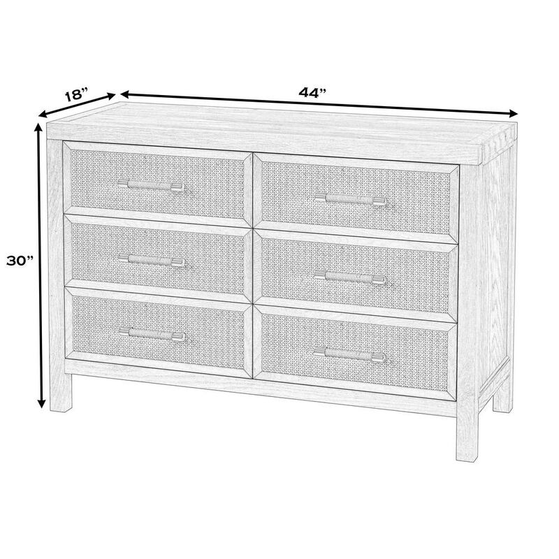 Butler Specialty Mesa Cane and Solid Wood 6-Drawer Dresser, Natural image number 6