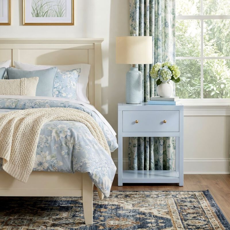 Butler Specialty Nora 21 in. W Wood 1 Drawer Small Nightstand with Shelf, Light Blue image number 1