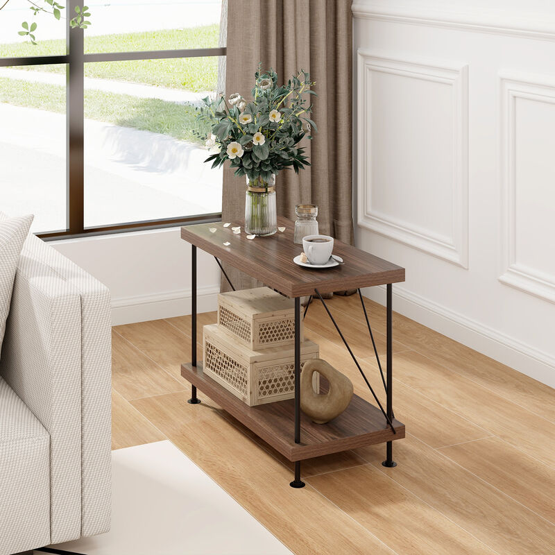 Multipurpose Display Rack with Metal Frame, Tiered Shelving