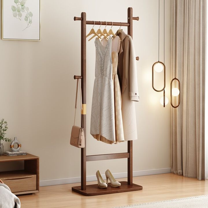 GOODSILO Freestanding Solid Wood Coat Rack Durable Garment Storage Hanger Easy to Assemble for Entryway Bedroom Living Room Holds Coats Hats Scarves and Bags