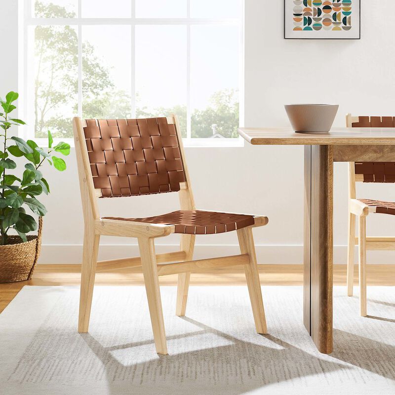 Saoirse Leather Wood Dining Side Chair Set of 2 image number 9