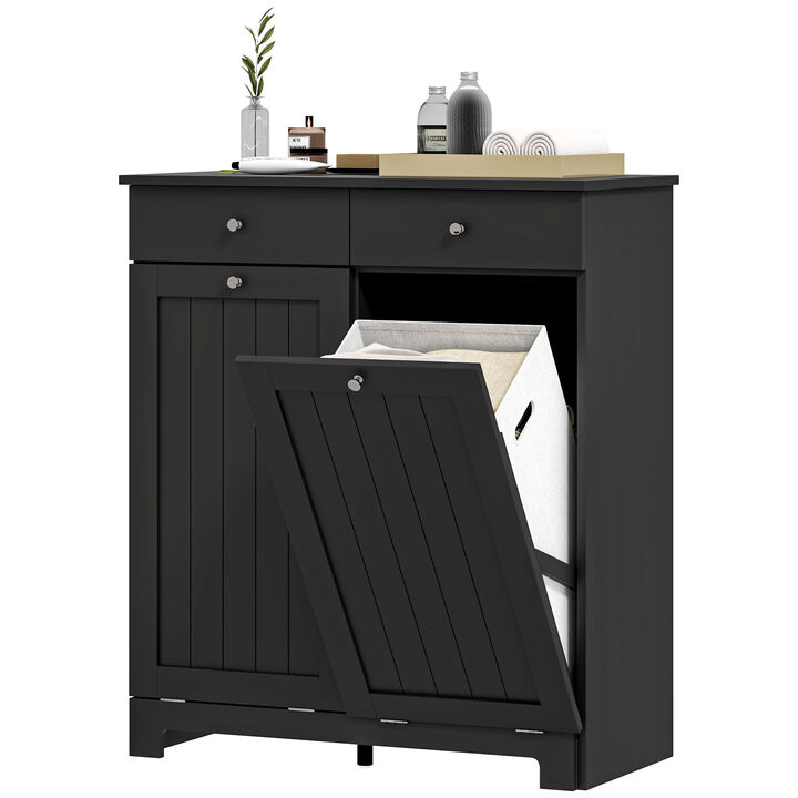 Hivvago Double Laundry Hamper Cabinet with 2 Drawers