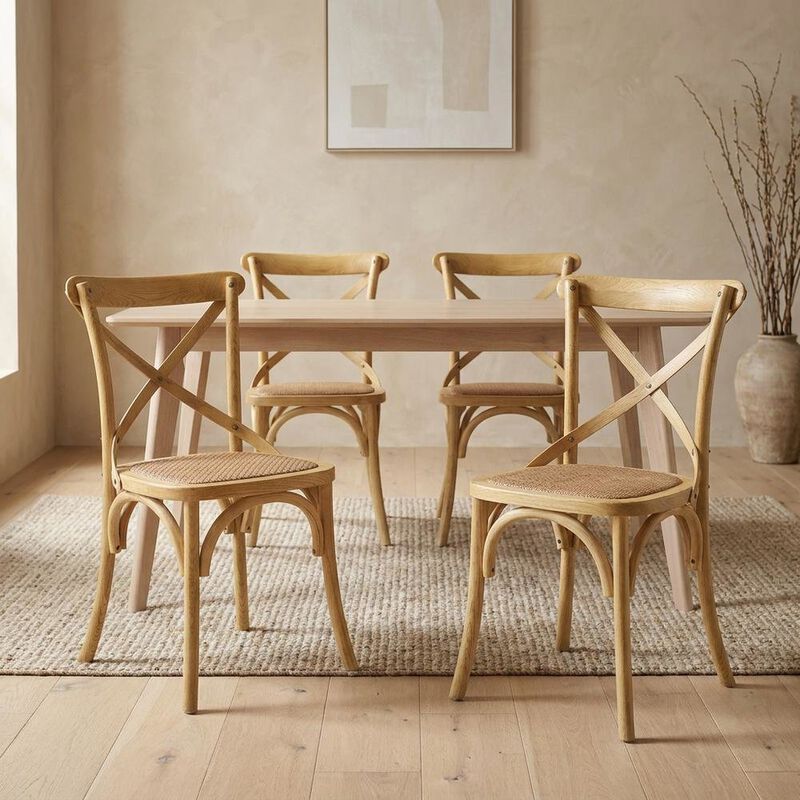 Wooden Dining Side Chairs for Dining Room, Natural, Set of 4 image number 6