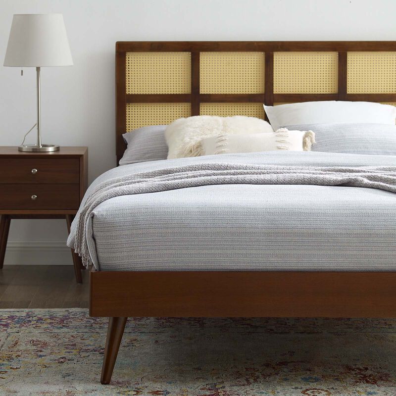 Modway - Sidney Cane and Wood Full Platform Bed with Splayed Legs image number 1
