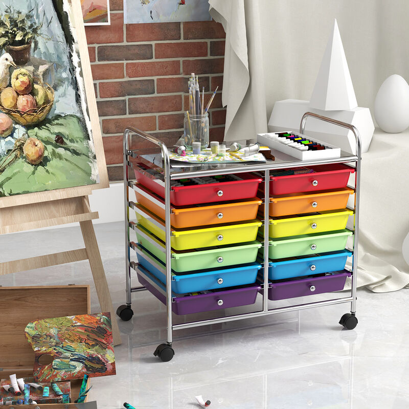 Heavy-Duty Rolling Cart with 12 Drawers &ndash; Ideal for Craft & Office Use