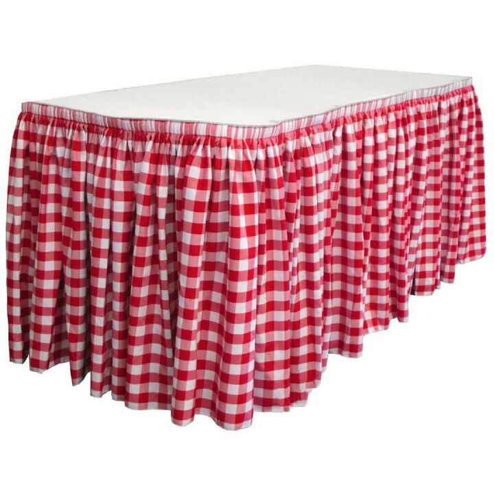 Table Skirt Checkered Design with 15 L-Clips for Banquet and Party Decoration
