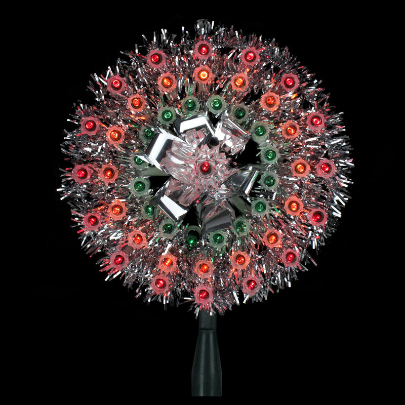 8" Pre-Lit Silver Starburst Christmas Tree Topper - Multicolor Lights image number 1