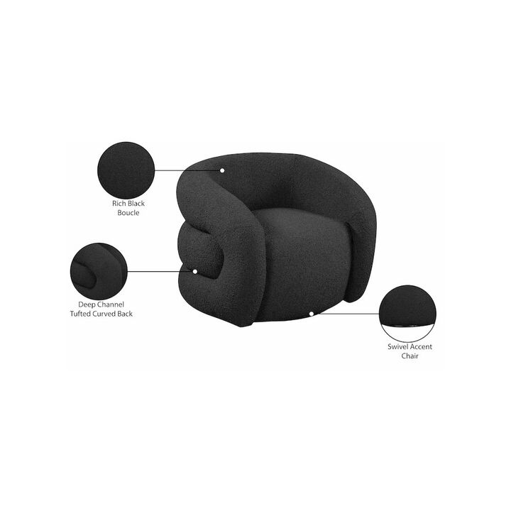 Meridian Furniture Roxbury Black Boucle Fabric Swivel Accent Chair