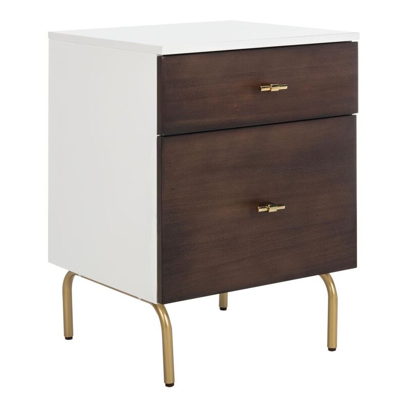 Safavieh Genevieve 2 Drawer Nightstand, White/Gold