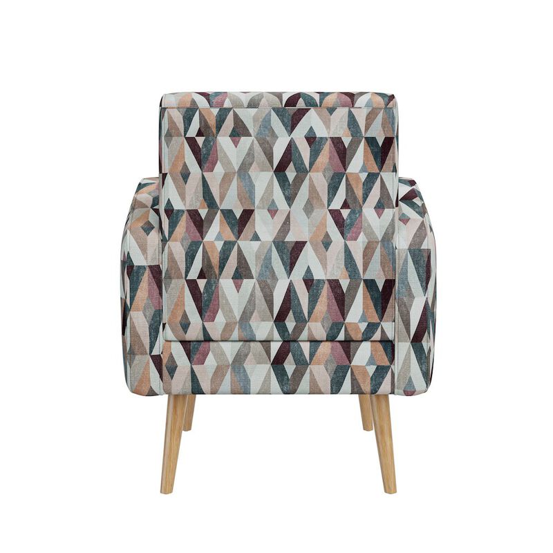 HL Home Furnishings Mid-Century Modern Armchair in Multi-Color Red and Tan Prism
