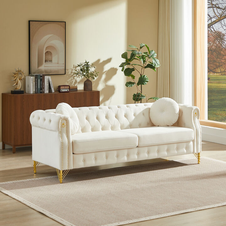 Wapces 82-Inch Velvet Chesterfield sofa